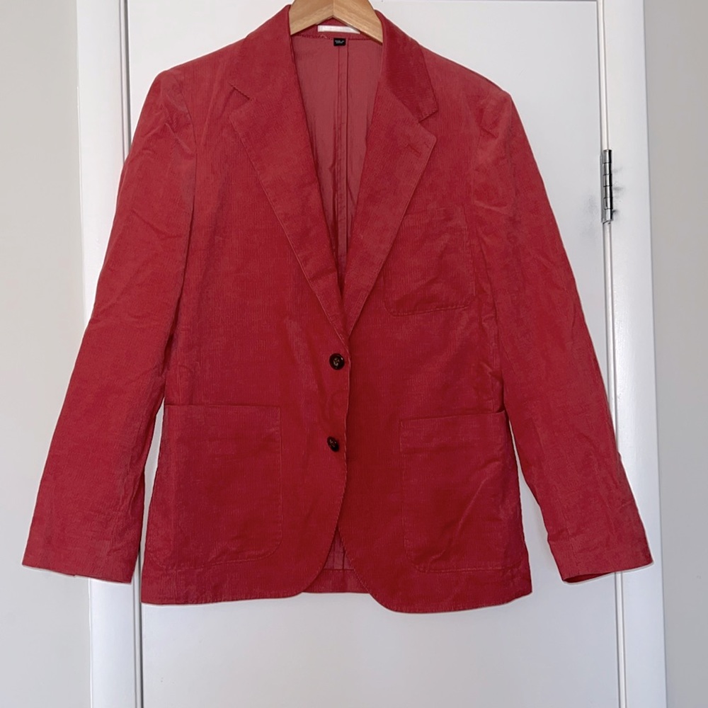 JCrew salmon corduroy blazer with patch pockets